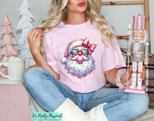 #22 DTF Print- Iridescent Pink Santa Bubblegum