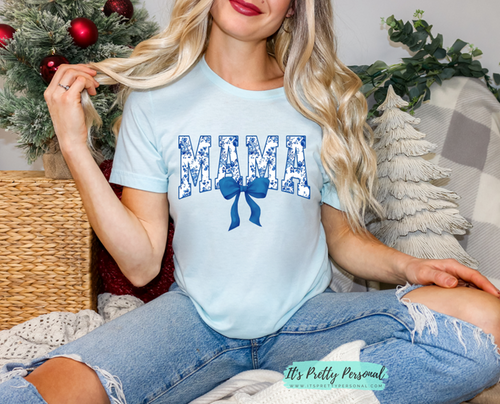#249 DTF Print- Blue Toile MAMA