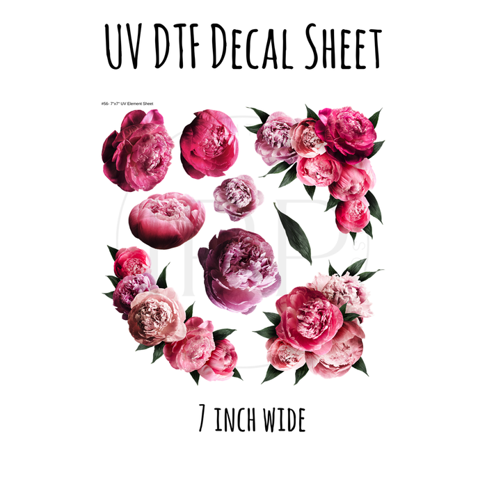 7"x7"- #56-Real life floral - UV DTF Decal SHEET