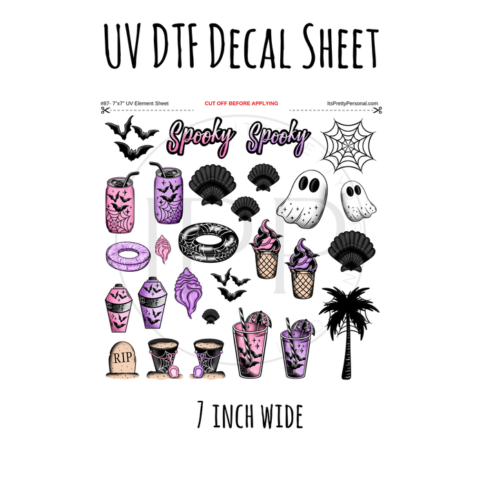 7"x7"- #87-Spooky Scary Beach- UV DTF Decal SHEET (Cerra Creates)