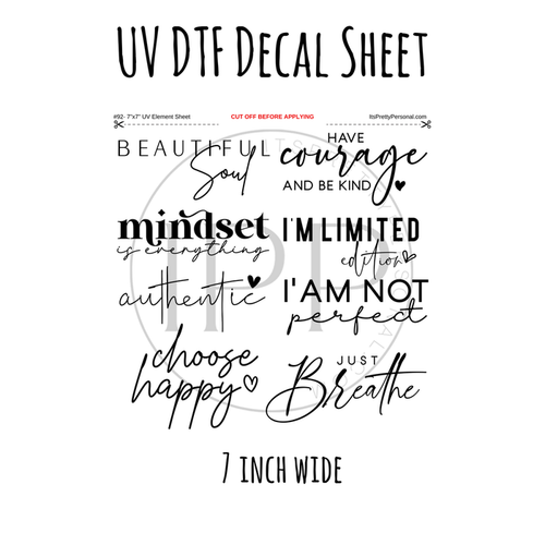 7"x7"- #92-Inspirational Quotes- UV DTF Decal SHEET