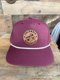 Roughnecks Circle Leather Patch Maroon Rope Hat