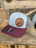 Roughnecks Circle Leather Patch Side Grey/Maroon Hat