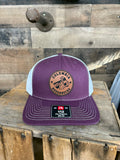 Roughnecks Circle Leather Patch Maroon/White Hat