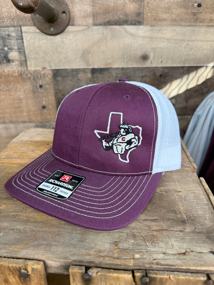Roughnecks Logo Emb. Side Maroon/White Hat