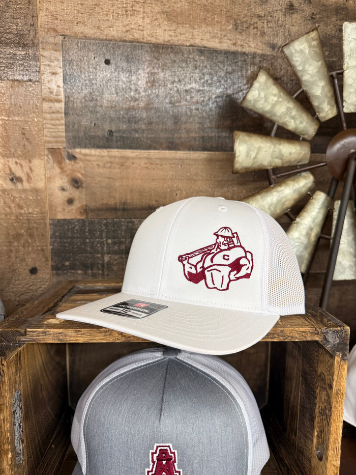 Maroon Elmo Emb. Side White Hat