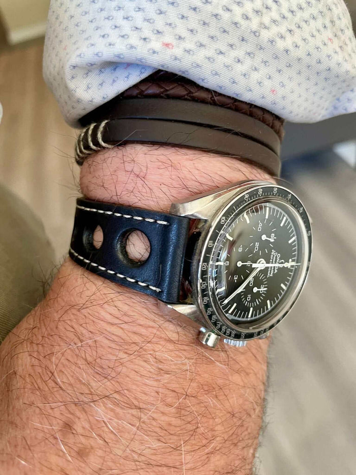 Apple Watch Leather Black Rally Racing Strap