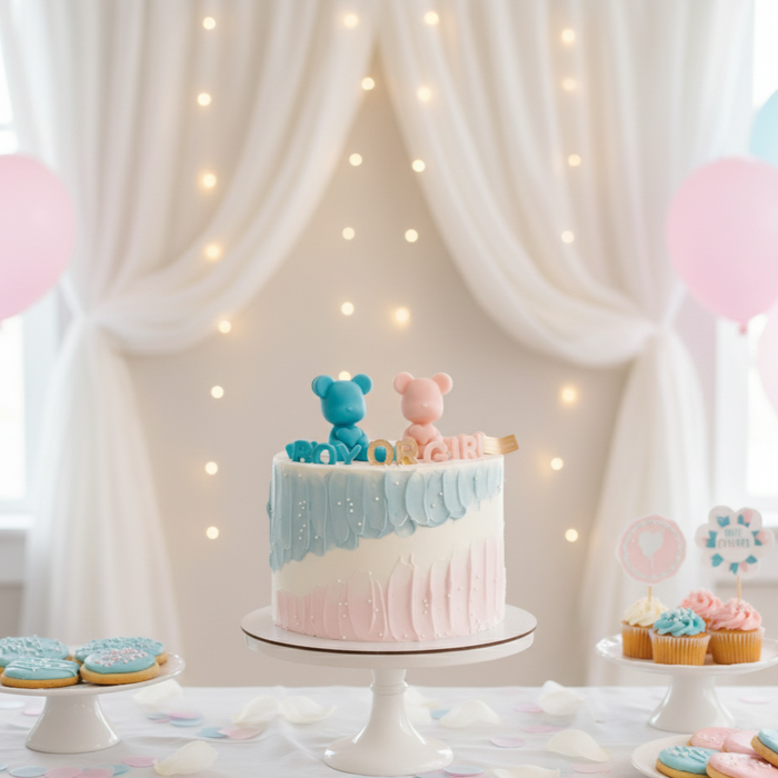 VaVa Designer Cakes Bear Gender Reveal Chiffon Cake – A Sweet Surprise in Every Slice
