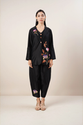 Black hand embroidered jacket co- ord set