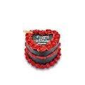 VaVa Designer Cakes Black Heart Message Chiffon Cake – Red Rosette Border