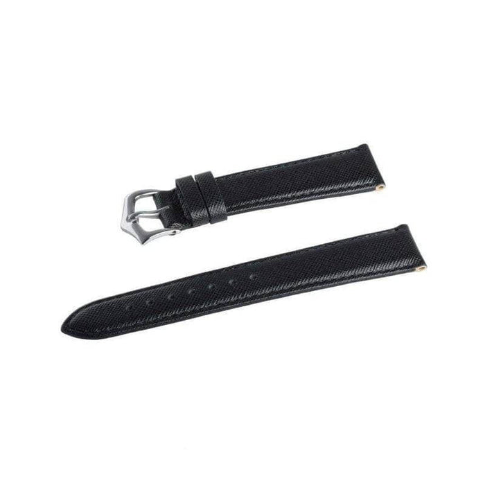 Black Saffiano Folded Edge Black Stitches Watch Strap - Leather strap- Milano Straps