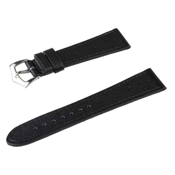 Black Saffiano  Leather Watch Strap Tone Stitches - Leather strap- Milano Straps