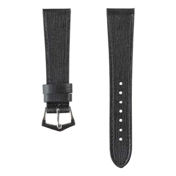 Black Saffiano  Leather Watch Strap Tone Stitches - Leather strap- Milano Straps