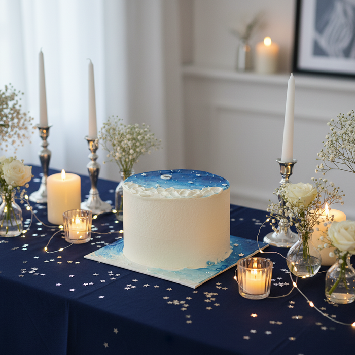 VaVa Designer Cakes Blue Starry Night Cake – Elegant Galaxy-Inspired Celebration