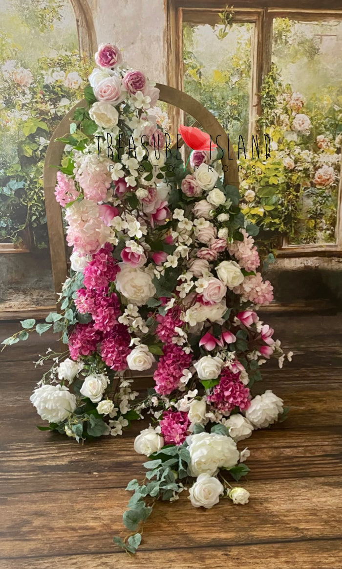 Blush Garden Floral Cascade – Luxury 140 cm Photography Installation