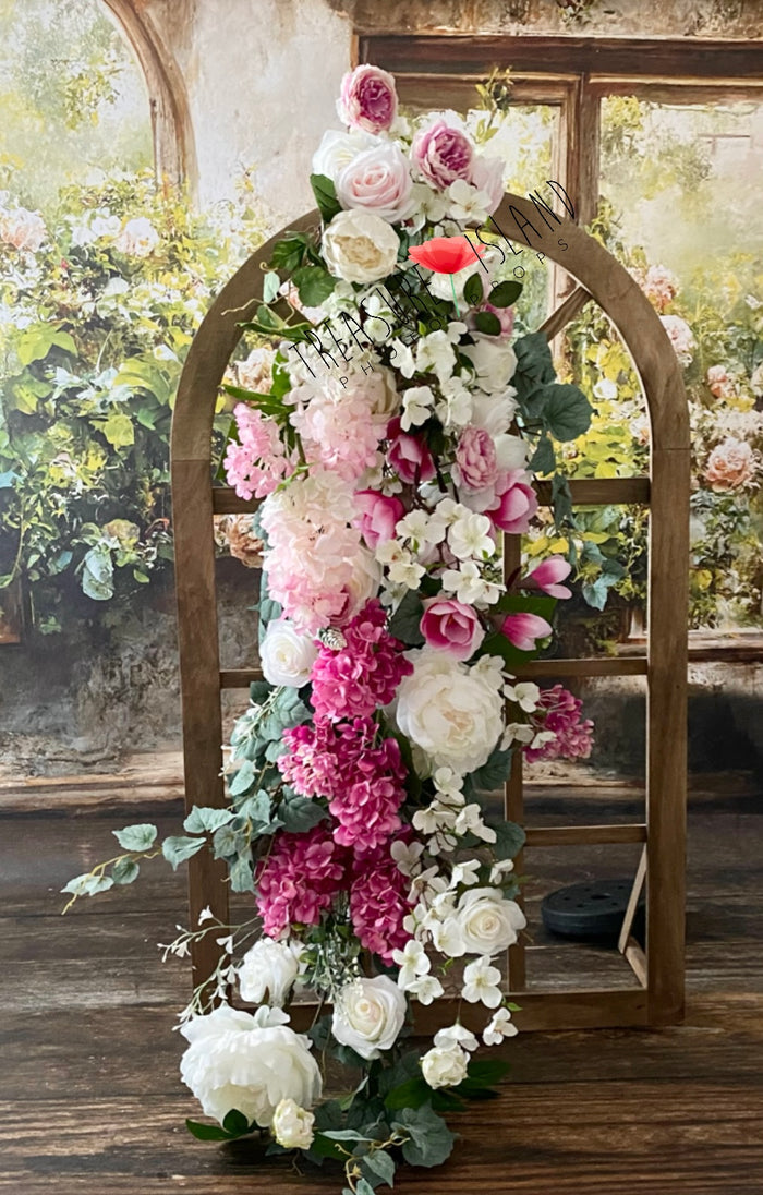 Blush Garden Floral Cascade – Luxury 140 cm Photography Installation