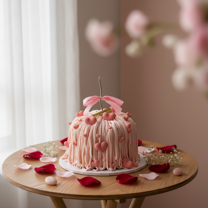 VaVa Designer Cakes Blushing Heart Ribbon Cake – A Whirl of Love and Delight