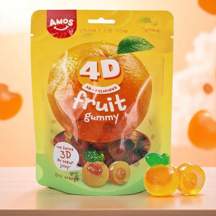 Bonbon 4D Fourré - Fruit Orange - bonbons en vrac CandyMix