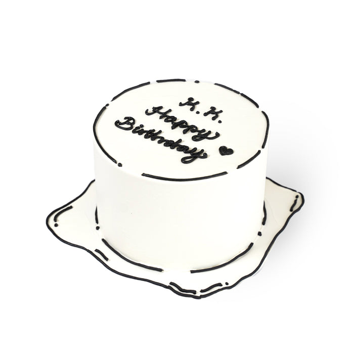 VaVa Designer Cakes Cartoon Sketch Cake – A Minimalist Masterpiece in Black and White