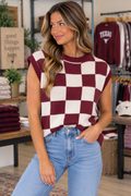 Check Me Out Knit Tank In Maroon