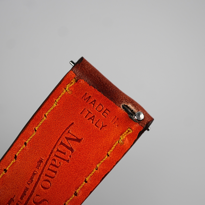 Cognac Brown Vintage Leather Watch Strap with Full Patina Stitching