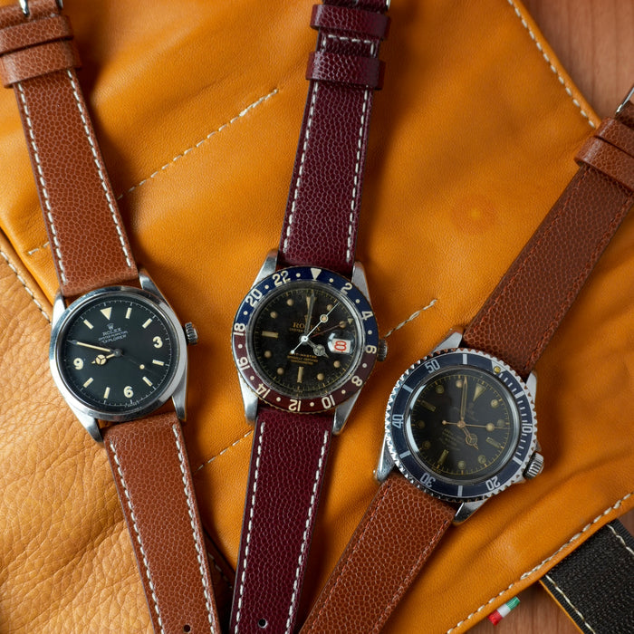 Rolex Explorer 1016 6610 watch on an Italian leather watch strap by Milano Straps suitable for everyday and travel wear