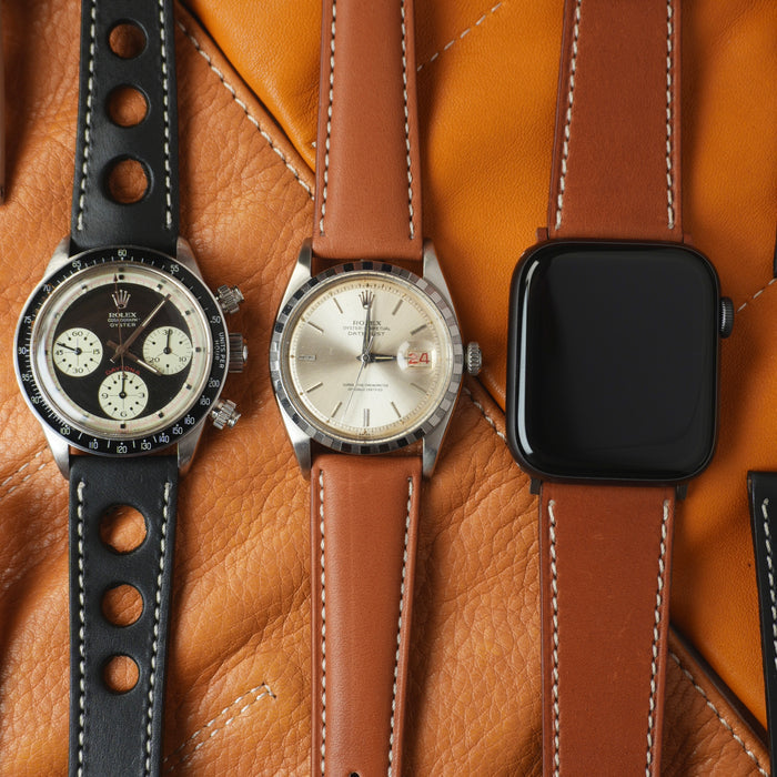 Rolex Submariner watch fitted with a handmade leather strap by Milano Straps combining sport style with elegance