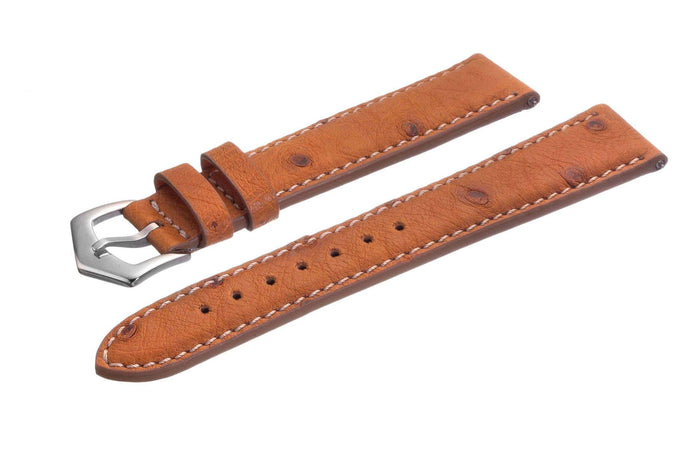 Cognac Ostrich Watch Band - Leather strap- Milano Straps