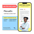 PlexusDx Cortisol & DHEA-S at-home blood test kit box with adrenal stress hormone biomarker analysis