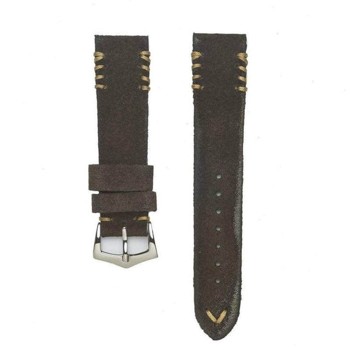 Dark Brown Suede Vintage Tribal Stitches - Suede strap- Milano Straps