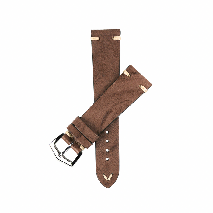 Dark Taupe Hand Brushed Vintage Leather Watch Strap
