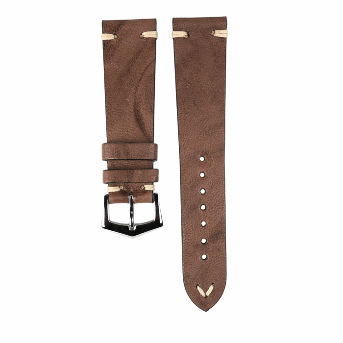 Dark Taupe Hand Brushed Vintage Leather Watch Strap
