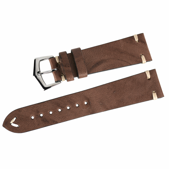 Dark Taupe Hand Brushed Vintage Leather Watch Strap