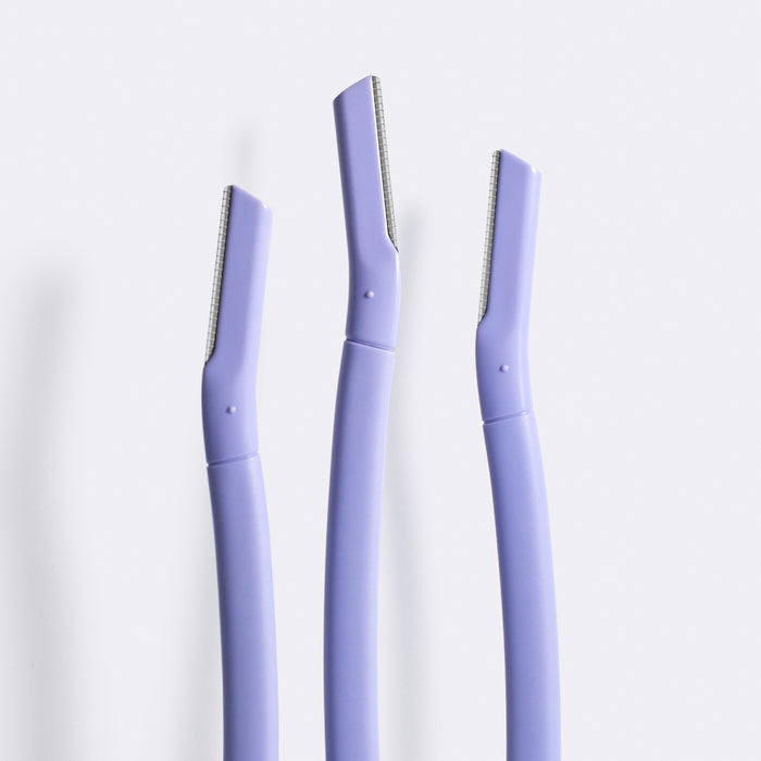 Three lilac Flamingo Disposable Dermaplane Razors