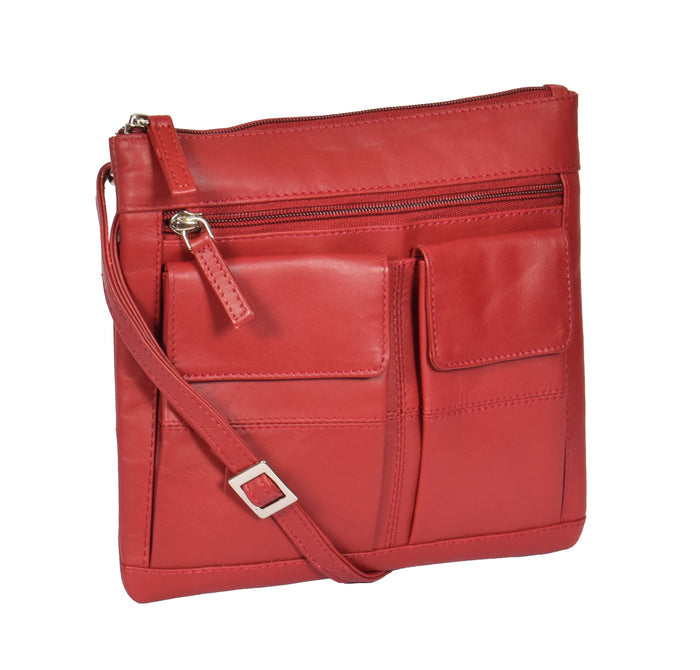 DR369 Women's Soft Leather Flight Sling Bag Red 1