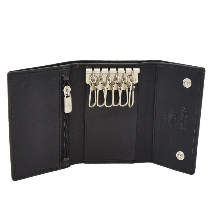 DR409 Trifold Leather Keys Wallet Black 1