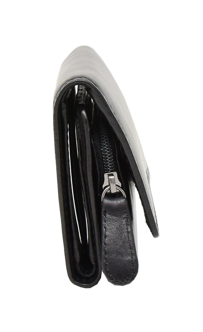 DR412 Women's Small Trifold Leather Purse Black 4