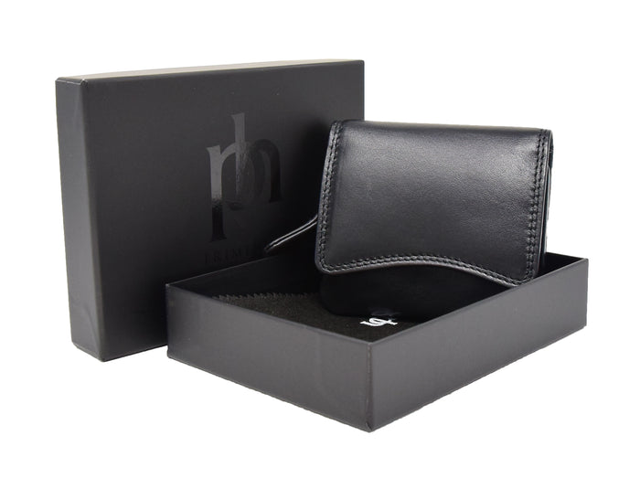 DR412 Women's Small Trifold Leather Purse Black 8