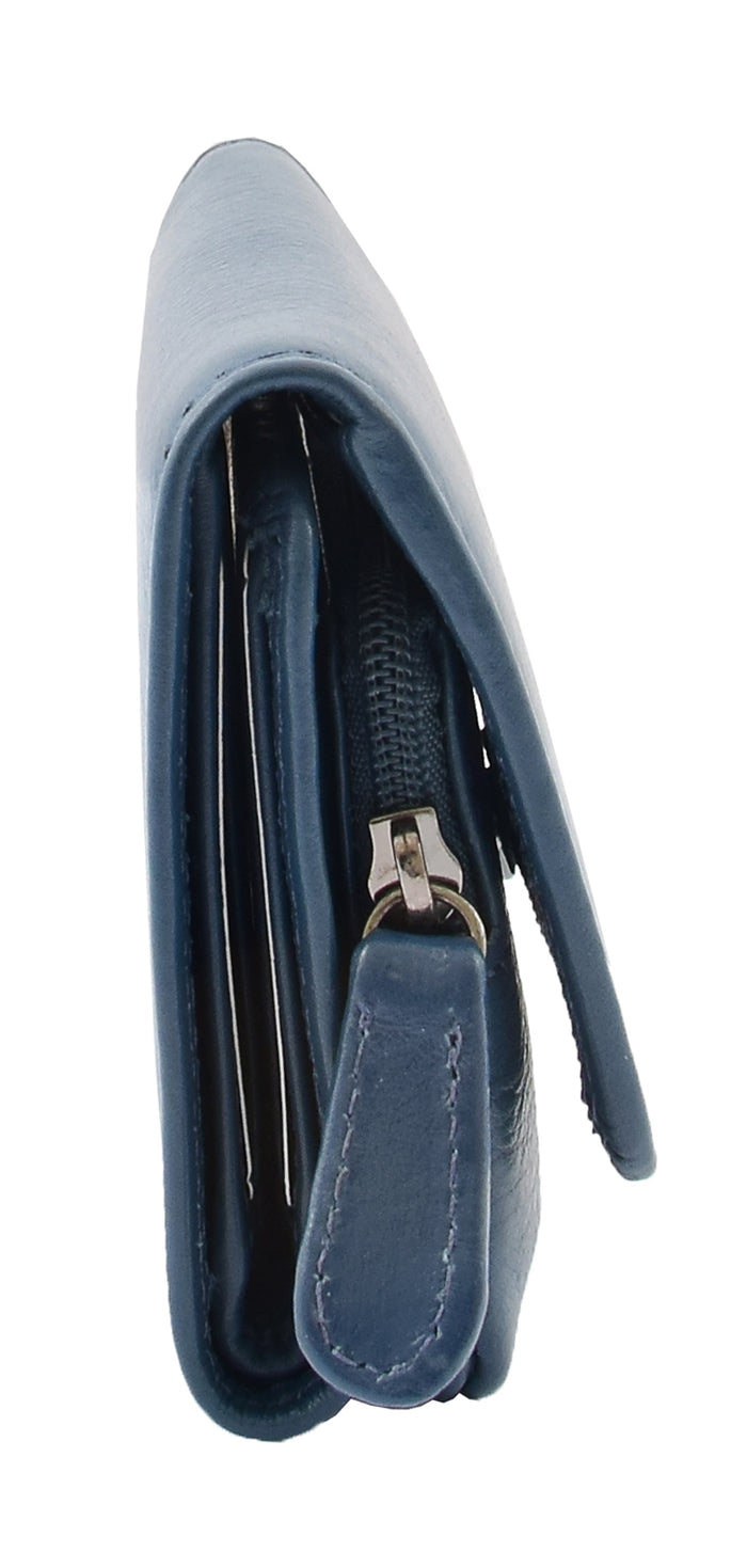 DR412 Women's Small Trifold Leather Purse Navy 3