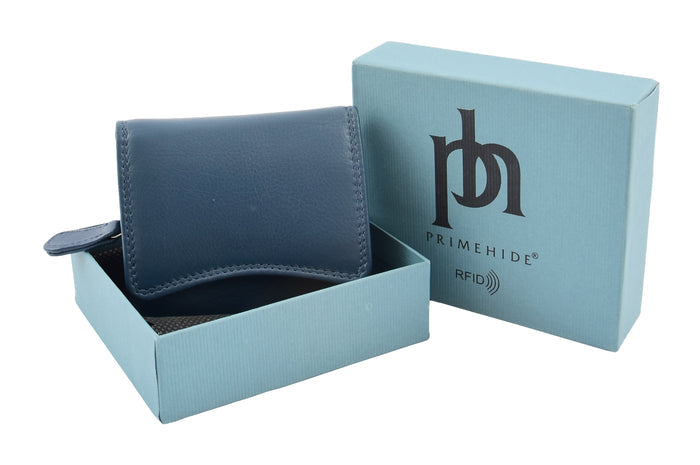 DR412 Women's Small Trifold Leather Purse Navy 7