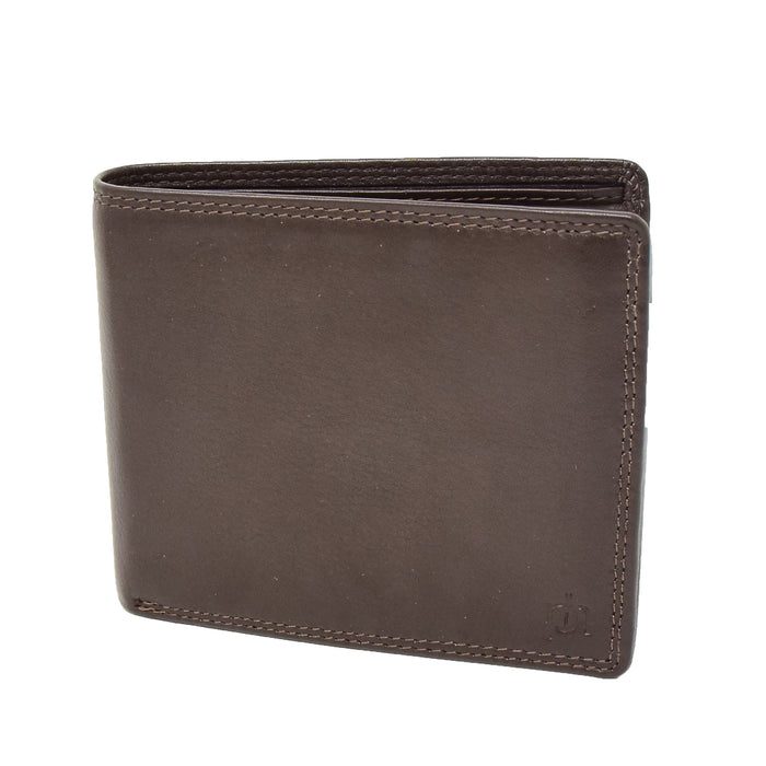 DR415 Men’s Real Leather Large Size Bifold Wallet Brown 1