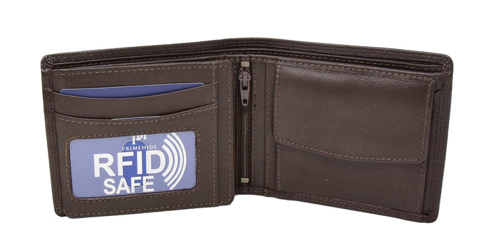 DR415 Men’s Real Leather Large Size Bifold Wallet Brown 3