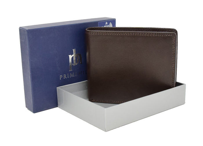 DR415 Men’s Real Leather Large Size Bifold Wallet Brown 5