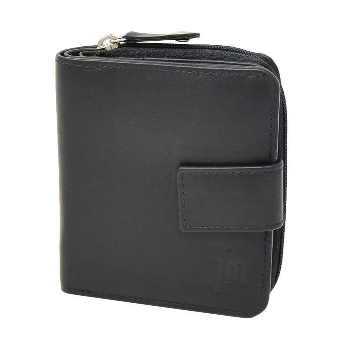 DR421 Women’s Soft Leather Purse Bifold Clutch Black 1