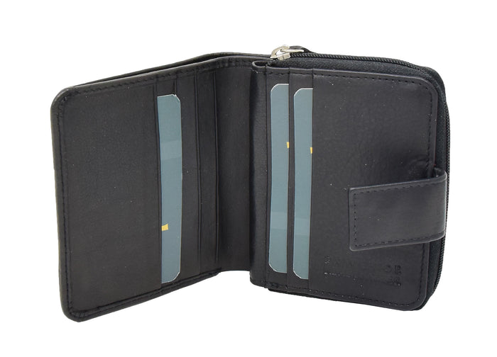 DR421 Women’s Soft Leather Purse Bifold Clutch Black 5