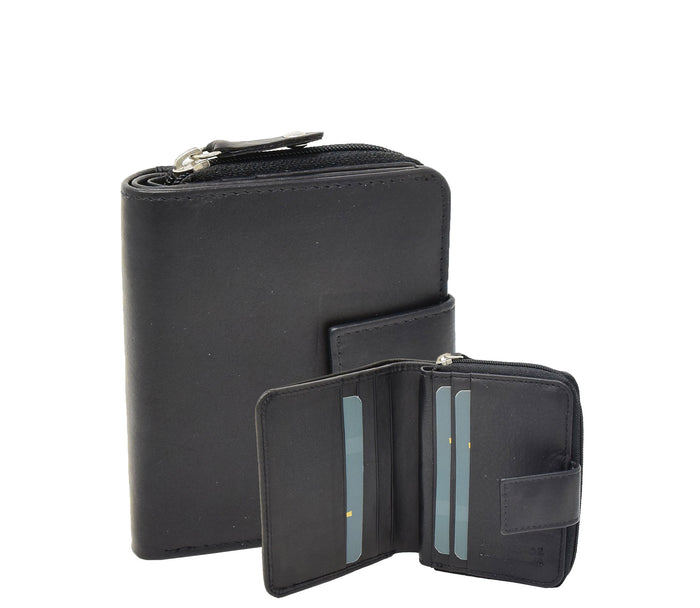 DR421 Women’s Soft Leather Purse Bifold Clutch Black 6