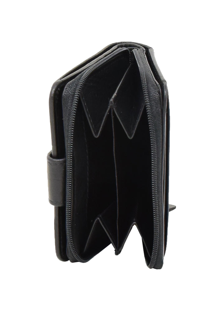 DR421 Women’s Soft Leather Purse Bifold Clutch Black 7
