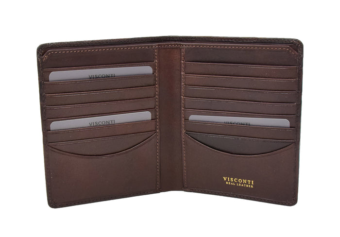 DR423 Men's Real Leather Croc Print Rfid Wallet Brown 2