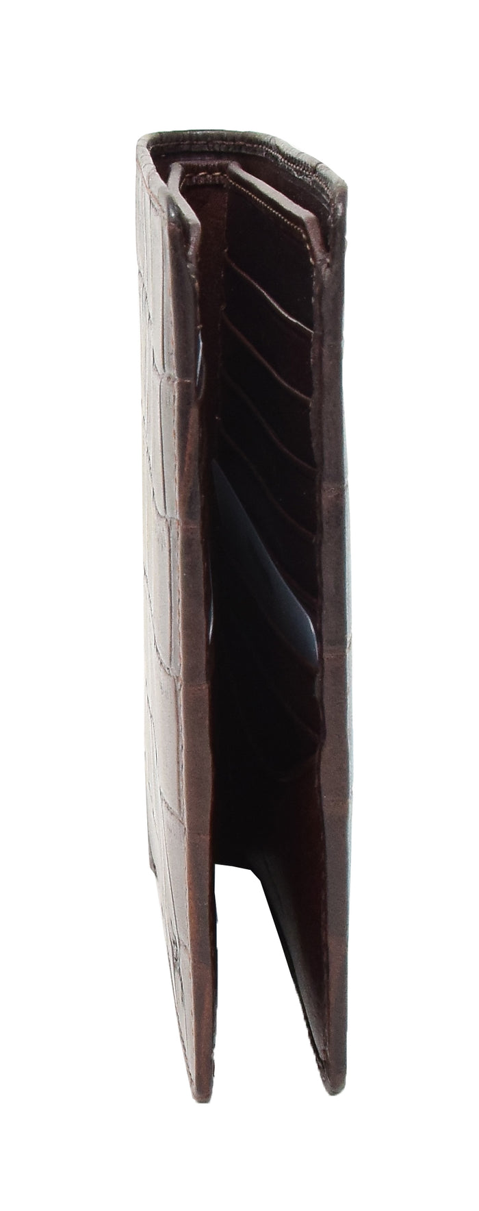 DR423 Men's Real Leather Croc Print Rfid Wallet Brown 3