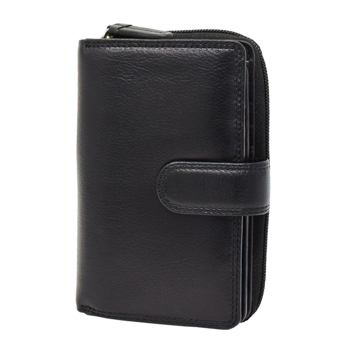 DR427 Women's Leather Booklet Style Purse Black 1